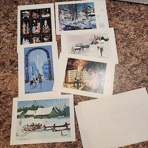 Lot of‎ 6 Vintage Christmas Cards Association Of Handicapped Artists Religious